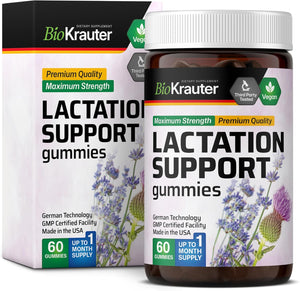 Lactation Support Gummies - Natural Lactation Supplement for Increased Breast Milk - Organic Goats Rue, Fenugreek, Milk Thistle Extracts - 60 Vegan Gummies