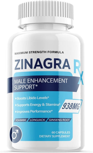 1 Pack - Zinagra Rx - Vegan, Male Vitality Pills - 60 Capsules