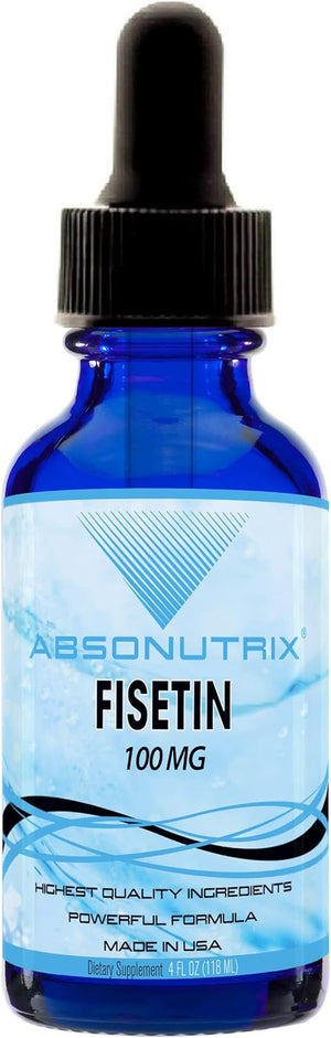 Absonutrix Fisetin 100 Mg, 4 Oz Liquid, 200 Servings, Made in USA, Quick Absorption, Quality Potent Ingredients, Third-Party Tested, Non-Gmo, GMP Certified, Cruelty Free Products