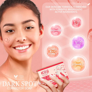 Koji White Skin Care Set – Hero Dark Spot Corrector Soap (3.52 Oz) & Dark Spot Brightening Serum (1 Fl.Oz) for Face Moisturizer with Kojic Acid, Niacinamide, Vitamin C, Hyaluronic Acid
