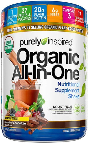 Meal Replacement Shake, Organic | Purely Inspired All-In-One Meal Replacement | Plant Based Protein Powder for Women & Men | Organic Protein Powder | Protein Shake Powder | Chocolate, 1.3 Pounds