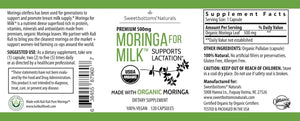 Lactation Supplement - Organic Moringa Capsules for Breastfeeding Support to Increase Breastmilk Supply (120 Ct) Pure Malunggay Leaf Powder for Milk Production Booster & Postnatal Vitamins a E K 500Mg