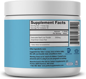 – Perfect Desiccated Liver Powder – 180 Grams – Undefatted Beef Liver – Natural Source of Protein, Iron, Vitamins a & B