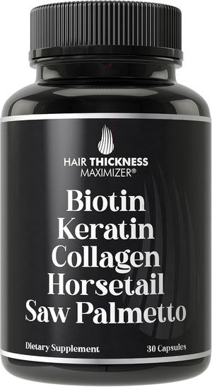 Biotin + Keratin + Collagen + Horsetail + Saw Palmetto. Advanced 5-In-1 Hair Growth Supplement for Women and Men. Hair Vitamins, DHT Blocker Pills. Capsules for Thinning Hair with Biotin 5000Mcg