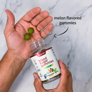 Snap Supplements Blood Sugar Gummies, Support Already Healthy Blood Sugar Levels, Cinnamon Bark and Blueberry Fruit Extract, Natural Melon Flavor, 60 Gummies