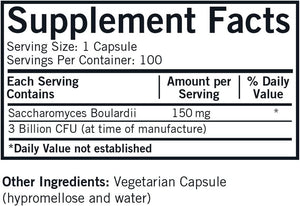 Kirkman Saccharomyces Boulardii - 3 Billion CFU - 100 Capsules by Kirkman Labs