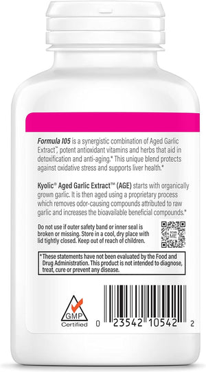 Kyolic Aged Garlic Extract Formula 105, Detox & Anti-Aging, 200 Capsules (Packaging May Vary)