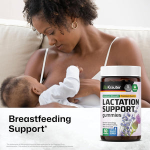 Lactation Support Gummies - Natural Lactation Supplement for Increased Breast Milk - Organic Goats Rue, Fenugreek, Milk Thistle Extracts - 60 Vegan Gummies