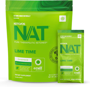 PRÜVIT Keto//Os NAT Lime Time Keto Supplements – Charged - Exogenous Ketones - BHB Salts Ketogenic Supplement for Workout Energy Boost for Men and Women (20 Count)