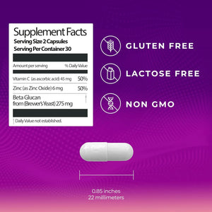 THE-FENSE - Beta Glucan, Vitamin C and Zinc Supplement Capsules - Immune Support Boost for Women and Men - Gluten Free, Lactose Free, Non-Gmo - 60 Capsules.