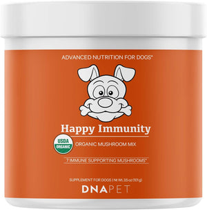Happy Immunity USDA Certified Organic Mushroom Complex for Dogs, Organic Cordyceps Shiitake Reishi, Vegan Mushroom Blend Powder Canine Supplement, Immune Support Mushroom Mix, Non-Gmo, 3.5 Oz