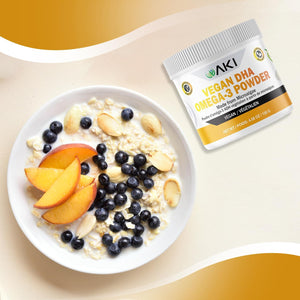 AKI Omega 3 DHA Micro Algae Powder Supplements - Plant-Based Keto Vitamin for Inflammation - Alternative to Fish or Krill Oil | Vegan & Gmo-Free (1.94 Oz / 55G)