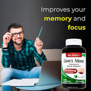 Lab | Lions Mane | 120 Capsules | Lions Mane Supplement | Lions Mane Supplement Capsules | Mushroom Supplement | Ultra High Absorption.