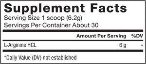 L Arginine HCL, L-Arginine Supplement to Boost Nitric Oxide for Better Circulation, Blood Flow, and Muscle Pumps, L Arginine Powder 6000Mg, Unflavored, 30 Servings