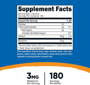 Nutricost Melatonin 3Mg, 180 Gummies, Strawberry Flavored - Gluten Free, Non-Gmo, No Corn Syrup