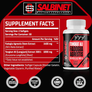 2400Mg Fadogia Agrestis Tongkat Ali Supplements - Third Party Tested - 1400Mg Fadogia Agrestis & 1000Mg Tongkat Ali, Maximum Strength, Muscle Mass & Athletic Performance, 2 Packs