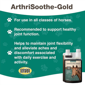 Naturvet Arthrisoothe-Gold Advanced Equine Glucosamine Joint Supplement Formula for Horses, Liquid, Made in the USA, 32 Ounce