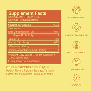 Neurogum Calm & Clarity Mints (90 Pieces) - Sugar Free with L-Theanine + GABA + Vitamin D3 - Nootropic Brain Supplements for Memory - Enhances Calm, Stress Relief for Men & Women - Honey Lemon