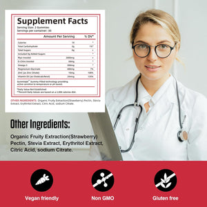 Inositol Gummies, Inositol Supplement with Myo-Inositol & D-Chiro Inositol + Vitamin D3, Ideal 40:1 Ratio, with Magnesium Glycinate 400Mg, Supports Regular Cycle for Women, Vegan, 60 Gummies