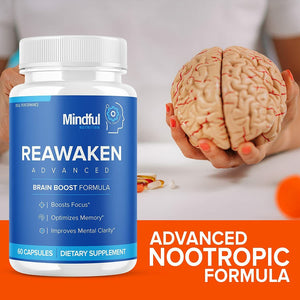 Reawaken Brain Boost Supplement Memory Mindful Advanced Formula 300 Caps 5 Pack
