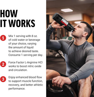 L Arginine HCL, L-Arginine Supplement to Boost Nitric Oxide for Better Circulation, Blood Flow, and Muscle Pumps, L Arginine Powder 6000Mg, Unflavored, 30 Servings