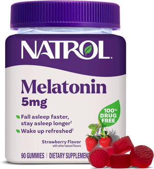Natrol Melatonin Gummies, Sleep Support, 140 Strawberry-Flavored Adult Melatonin Gummies, 5 Mg Sleep Aids for Adults