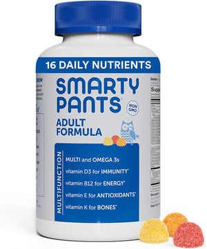 Smartypants Multivitamin for Men & Women: Multivitamin Gummies with Vitamin D3, C, Vitamin B12, B6, Vitamin A, K & Zinc, Omega 3 Fish Oil (EPA/DHA), Gluten Free, 180 Count (30 Day Supply)