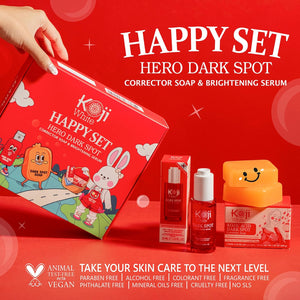 Koji White Skin Care Set – Hero Dark Spot Corrector Soap (3.52 Oz) & Dark Spot Brightening Serum (1 Fl.Oz) for Face Moisturizer with Kojic Acid, Niacinamide, Vitamin C, Hyaluronic Acid