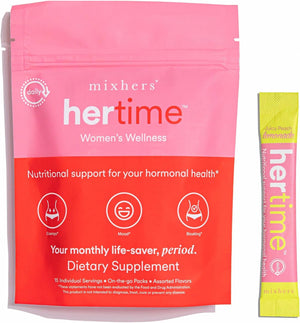 Hertime PMS - Hormone Balance for Women - PMS & Menstrual Relief - with Minerals, Peony Roots, Siberian Ginseng - Supplement for Women - 15 Drink Packets - Sugar Free - Juicy Peach