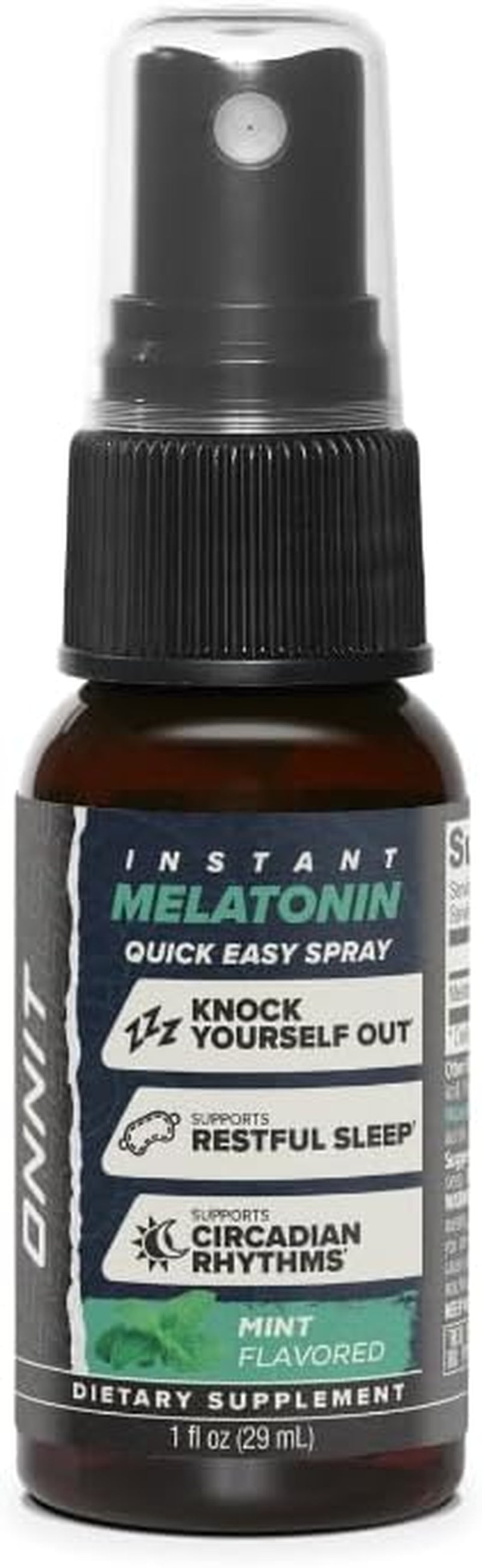 ONNIT Melatonin Liquid Sleep Support Spray, Mint Flavor, Sleep Support for Adults, 3Mg Melatonin per Spray, 1 Fl Oz