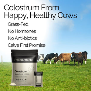 Colostrum Supplement for Gut Health, Grass Fed Colostrum Powder, Pure 50% Igg, Skin & Hair, Recovery, Immunity, Digestion - Unflavored, 30 Serving Packets