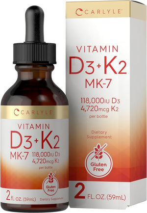 Vitamin D3 K2 Liquid | 2 Fl Oz | MK-7 Supplement | Vegetarian, Non-Gmo, Gluten Free