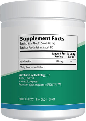 Rootcology Myo-Inositol Powder - Inositol Supplement for Mood, Brain Health and Liver Support (250G / 345 Servings)