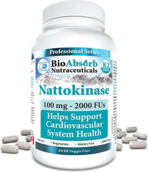 Bio Absorb Nattokinase Supplement. 100 Mg, 2000 Fus. 6-Month Supply. Non-Gmo Natto Extract Enzyme (180 Veggie Caps)
