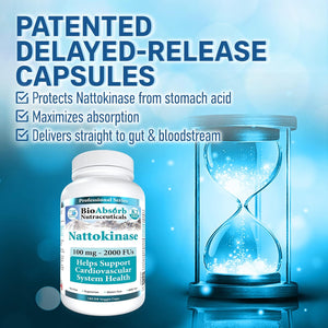 Bio Absorb Nattokinase Supplement. 100 Mg, 2000 Fus. 6-Month Supply. Non-Gmo Natto Extract Enzyme (180 Veggie Caps)