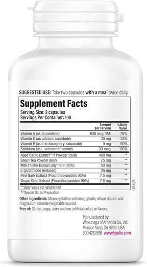 Kyolic Aged Garlic Extract Formula 105, Detox and Anti-Aging, 100 Capsules (Packaging May Vary)