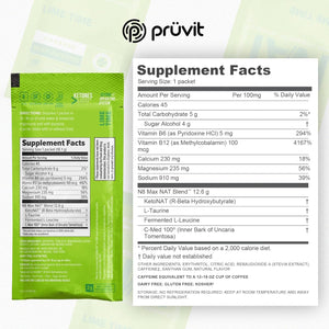 PRÜVIT Keto//Os NAT Lime Time Keto Supplements – Charged - Exogenous Ketones - BHB Salts Ketogenic Supplement for Workout Energy Boost for Men and Women (20 Count)