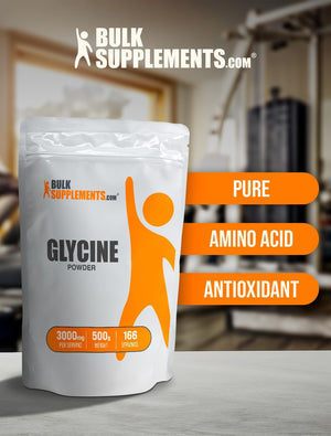 Bulksupplements.Com Glycine Powder - L-Glycine Powder, Glycine Supplements, Glycine 3000Mg - Glycine Amino Acid, Pure & Gluten Free - 3000Mg per Serving, 500G (1.1 Lbs) (Pack of 1)