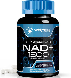 NAD Supplement, 1500Mg - Liposomal NAD+ Supplement with Resveratrol, Nad plus Boosting Supplement - Support Cellular Health, Stamina & Healthy Aging - Ultra Strength Capsules - 3 Pack