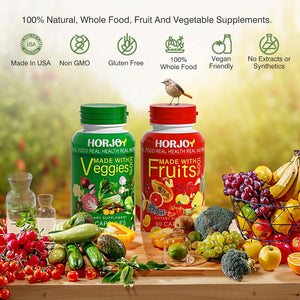 Nature Fruits and Veggies/Vitamins Supplements Dietary Nutritional Balance 90 Fruit and 90 Veggie Capsules-(Pack of 2)