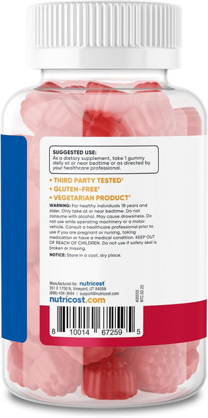 Nutricost Melatonin 3Mg, 180 Gummies, Strawberry Flavored - Gluten Free, Non-Gmo, No Corn Syrup