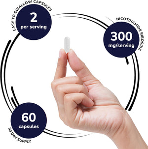 GENEX NR Nicotinamide Riboside 500Mg/Serving (120 Capsules) NAD+ Precursor for Healthy Aging - Gmp-Certified, Non-Gmo, Gluten-Free, Vegetarian (1 Pack)