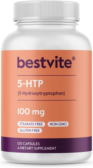 BESTVITE 5-HTP 200Mg per Capsule (240 Capsules) (120 X 2) - No Stearates or Flow Agents - Gluten Free - Non GMO