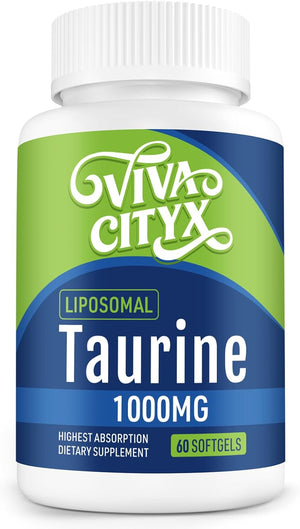 Taurine 1000Mg - Liposomal Taurine Amino Acid Supplement for Heart, Liver, and Brain, Longevity, Exercise - High Absorption, Vegan & Gluten Free (60 Softgels - 1 Pack)