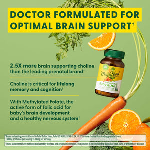 Megafood Baby & Me 2 Prenatal Vitamin and Minerals - Vitamins for Women - with Folate (Folic Acid Natural Form), Choline, Iron, Iodine, and Vitamin C, Vitamin D and More - 120 Tabs (60 Servings)