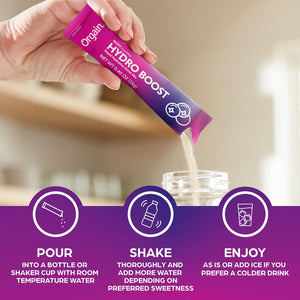 Orgain Organic Hydration Packets, Electrolytes Powder - Mango Hydro Boost with Superfoods, Vegan, Gluten-Free, No Soy Ingredients, Non-Gmo, Less Sugar than Sports Drinks, 16 Count