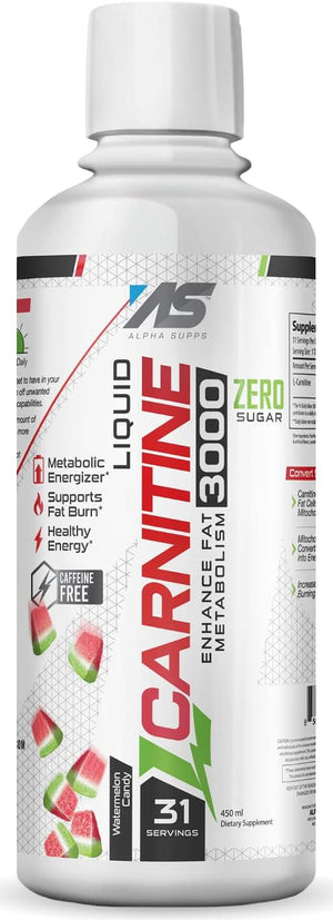 L-Carnitine 3000 Mg Liquid | Stimulant-Free Amino Acid | 31 Servings (Watermelon Candy)