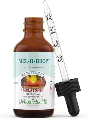 Maxi-Health Liquid Melatonin Drops for Kids - 2 Fl Oz 177 Servings with Dropper - Natural Sleep Aid Supplement for Children and Teens - Helps Fall Asleep Faster and Stay Sleeping Longer
