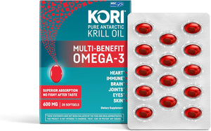 Kori Krill Oil Omega 3 Superior Absorption Oil Supplement, EPA & DHA, 600 Mg Trial Pack, 28 Softgels