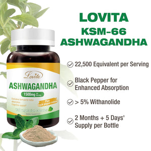 KSM-66 Ashwagandha | Highly Concentrated 22,500Mg Equivalent | 5% Withanolide | 95% Black Pepper Piperine | Stress Relief & Energy Support | Vegan, Gluten Free | 130 Capsules